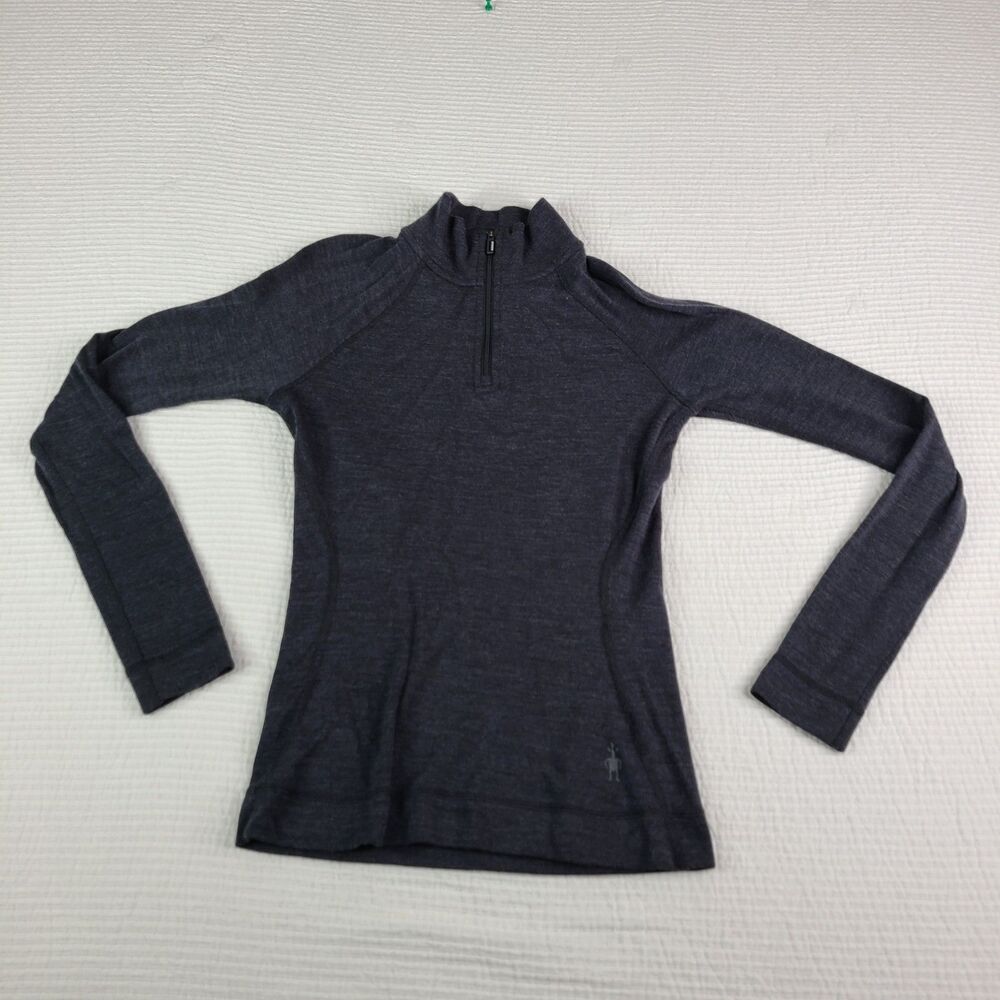 Smartwool Women’s XS Gray Base Layer Long Sleeve 100% Merino Wool ¹/⁴ Zip